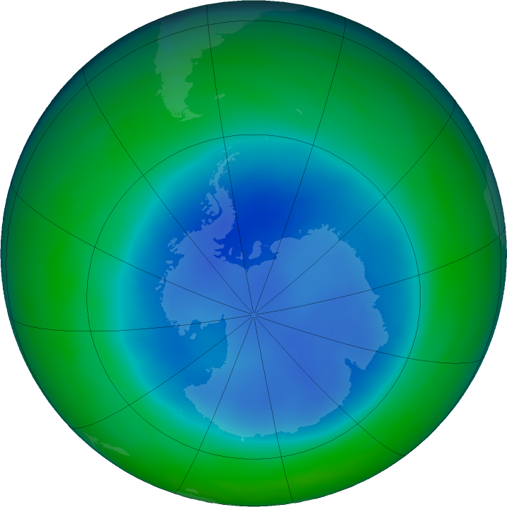 Antarctic ozone map for August 2022